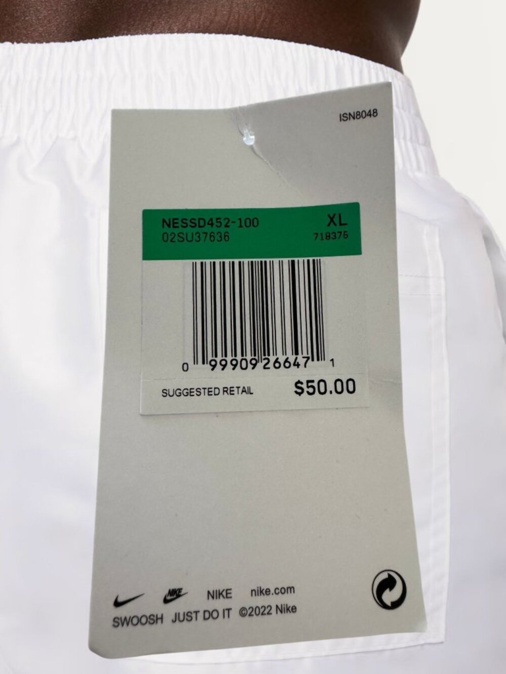 Nike Swim White Essential 3" Volley Shorts NESSD452-100 Men’s XL New with Tags - Picture 3 of 10